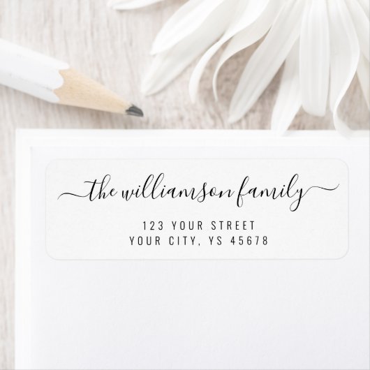 Uw familienaam Elegant Script Lettering Address Etiket (Insitu)
