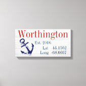 Uw familienaam Latitude en lengte Canvas Afdruk (Voorkant)