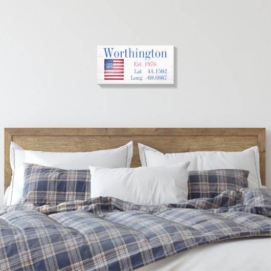 Uw familienaam Latitude en lengte Canvas Afdruk (Insitu (Slaapkamer))