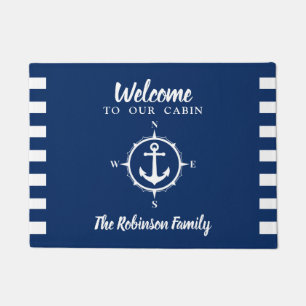 Uw familienaam met kompas ankercabine deurmat