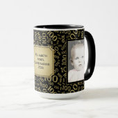 Uw foto 100th Birthday Gold Number Pattern Mok (Voorkant rechts)