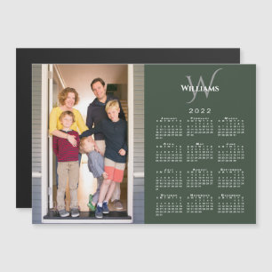 Uw Foto 2022 Kalender Monogram Naam op Groen