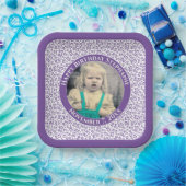 Uw foto 25 Willekeurig getallenpatroon Paarse/wit Papieren Bordje (Feest)