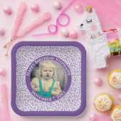 Uw foto 25 Willekeurig getallenpatroon Paarse/wit Papieren Bordje (Feest)