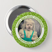 Uw foto 35th Birthday Number Pattern | Groen Ronde Button 4,0 Cm (Voorkant /achterkant)