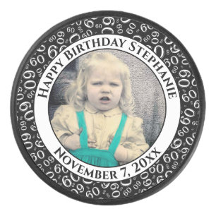 Uw foto 60e willekeurige nummerpatroon zwart/wit hockey puck