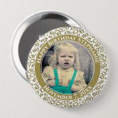 Uw foto 60th Birthday Number Pattern Gold Ronde Button 4,0 Cm (Voorkant /achterkant)
