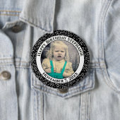 Uw foto 70th Birthday Number Pattern Black Ronde Button 4,0 Cm (In situ)