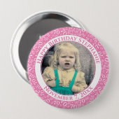 Uw foto 70th Birthday Number Pattern roze Ronde Button 4,0 Cm (Voorkant /achterkant)
