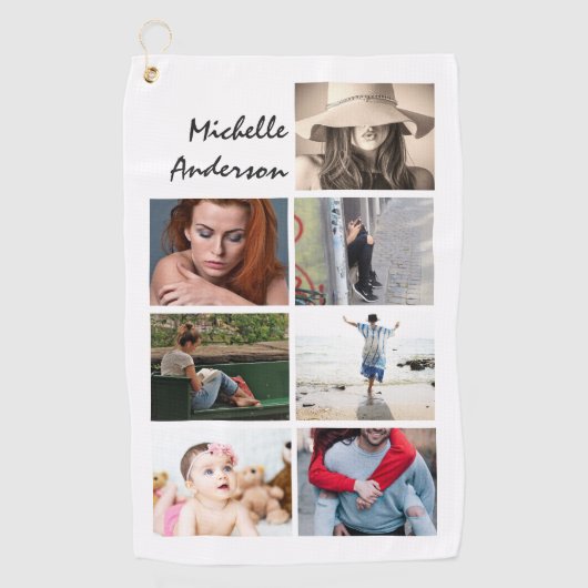 UW foto 7 collage met de naam moderne trendy Golfhanddoek (Voorkant)