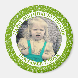 Uw foto 80th Birthday Number Pattern   Groen Magneet