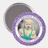 Uw foto 85e verjaardag patroon | Paarse/witte Magneet (Voorkant / Achterkant)