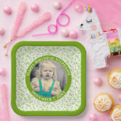 Uw foto 90 Willekeurig Getal Patroon Groen/Wit Papieren Bordje (Feest)