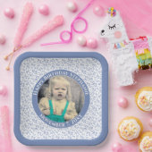 Uw foto 95 Willekeurig Getal Patroon Blauw/Wit Papieren Bordje (Feest)