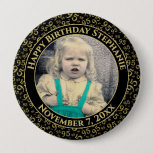 Uw foto 95e Willekeurige Nummerpatroon Zwart/Goud Ronde Button 4,0 Cm