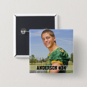 Uw Foto Aangepast Football of Uw Sport Vierkante Button 5,1 Cm