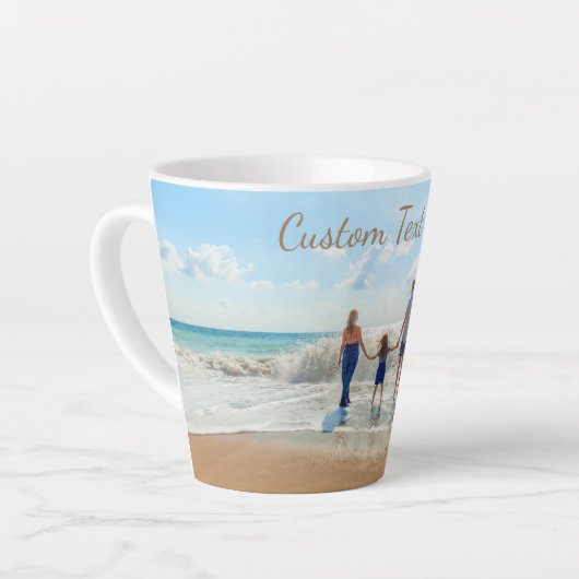 Uw foto aangepaste latte Mok met aangepaste tekst (Linkerhoek)