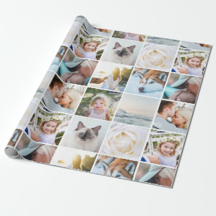 Uw foto aangepaste raster collage cadeaupapier