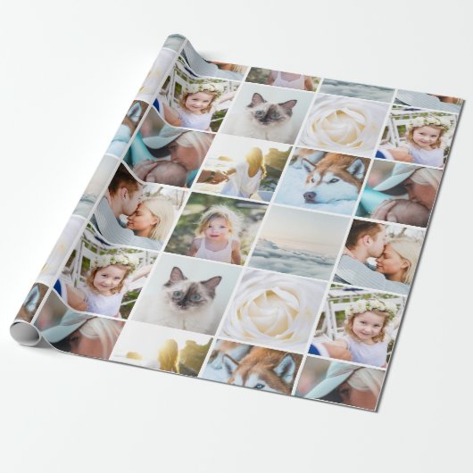 Uw foto aangepaste raster collage cadeaupapier (Uitgerold)