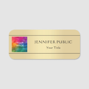 Uw foto-Afbeelding hier elegant Faux Gold Modern Naamplaatje