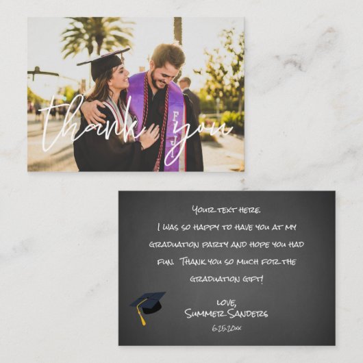 Uw foto-Afstuderen Pet Hartelijk dank - Chalkboard Notitiekaartje (Voorkant / Achterkant)