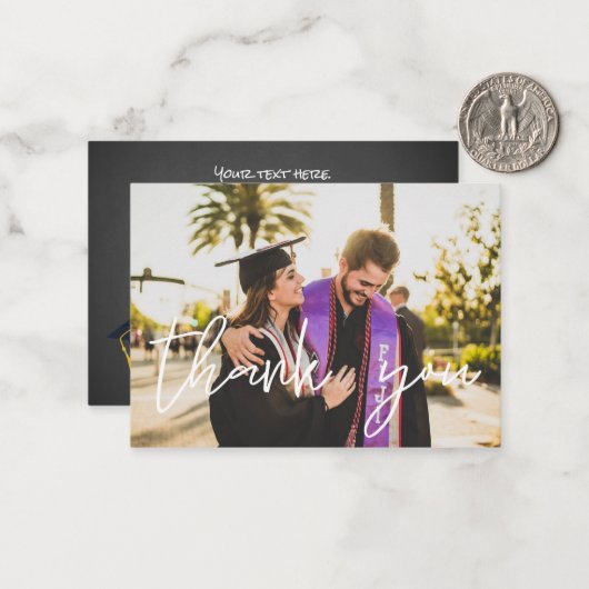 Uw foto-Afstuderen Pet Hartelijk dank - Chalkboard Notitiekaartje (Voorkant / Achterkant in situ)