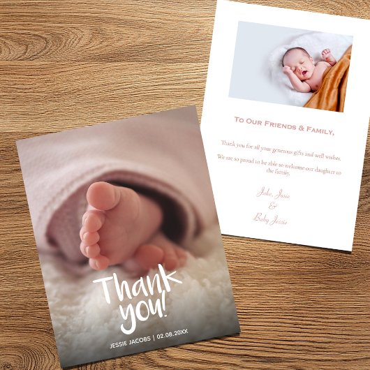 Uw foto baby meisje baby shower dank je kaart