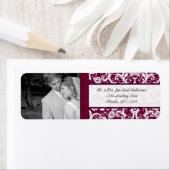 Uw foto Bruiloft  Aubergine Damask Etiket (Insitu)