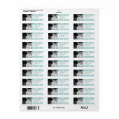 Uw foto Bruiloft  Damask Aqua Blue Etiket (Full Sheet)