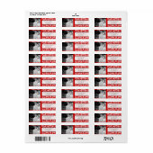 Uw foto Bruiloft Rood Damask Etiket (Full Sheet)