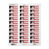 Uw foto Bruiloft Rood Damask Etiket (Full Sheet)