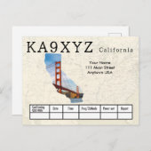 Uw foto Californië - aangepaste afkorting QSL Briefkaart (Voorkant / Achterkant)