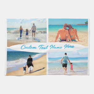 Uw Foto Collage Keuken Handdoek met Aangepaste Tek