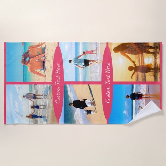Uw Foto Collage Strandlaken met aangepaste tekst (Voorkant)