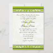 Uw foto Damask Apple Green Wedding Invitation Kaart (Achterkant)