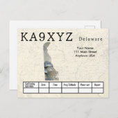 Uw foto Delaware Shaped Cutout Custom QSL Briefkaart (Voorkant / Achterkant)