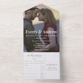 Uw foto Eenvoudige Modern String Lights Weddenscha All In One Uitnodiging (Binnen)