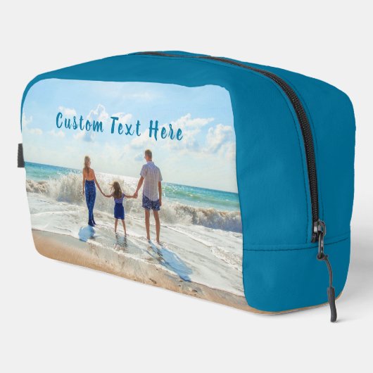 Uw foto en aangepaste tekst gepersonaliseerd toilettasje (Rechterhoek)