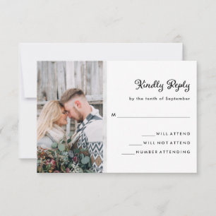 Uw foto en elegante marmeren look Bruiloft RSVP Kaartje