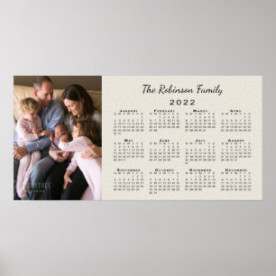 Uw foto en naam 2022 Calendar Faux Canvas Poster