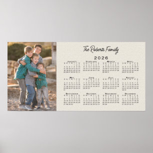 Uw foto en naam 2026 Calendar Faux Canvas Poster