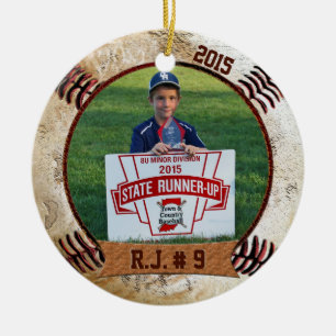Uw FOTO en NAAM op Cool Baseball Ornaming Keramisch Ornament