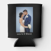 Uw foto en tekst op zwart gepersonaliseerd blikjeskoeler (Voorkant)