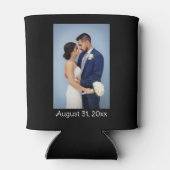 Uw foto en tekst op zwart gepersonaliseerd blikjeskoeler (Achterkant)