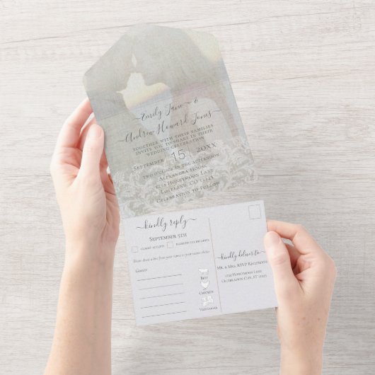 Uw foto Geometric Abstract Gold Lijst All In One Uitnodiging (Afscheurbaar)