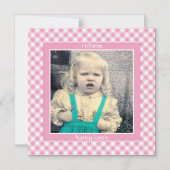 Uw foto: Gingham controleert patroon roze/wit Magnetische Uitnodiging (Voorkant)