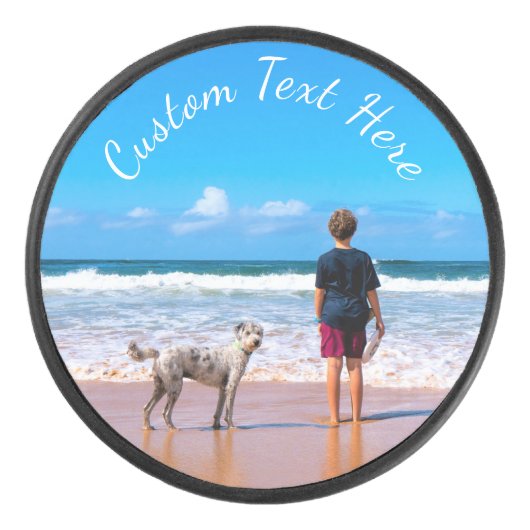 Uw foto Hockey Puck Gift met aangepaste tekstnaam (Voorkant)