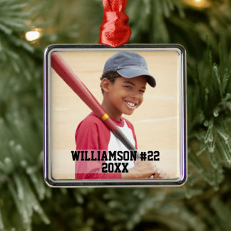 Uw foto is aangepast aan Baseball of Uw sport Metalen Ornament