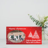 Uw foto kerstboom rood feestdagenkaart (Staand voorkant)