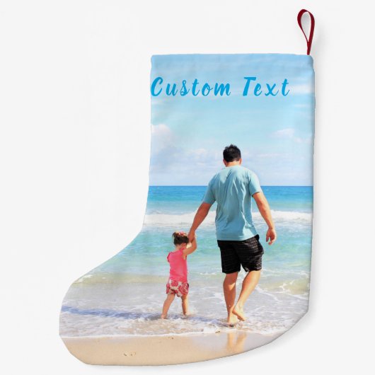 Uw foto Kerstmis kous aangepaste tekstnaam Kleine Kerstsok (Achterkant)
